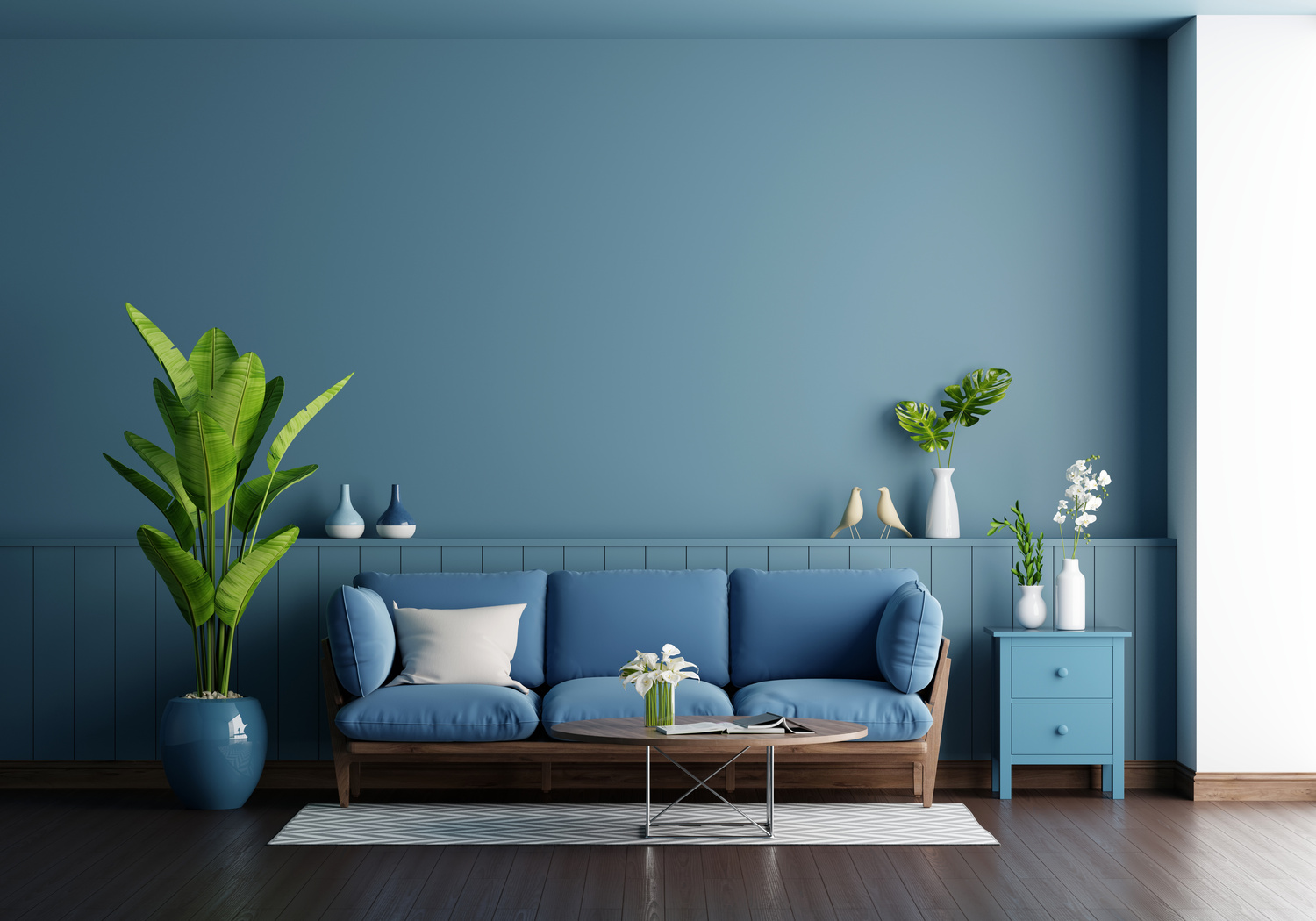 Blue Sofa in Living Room